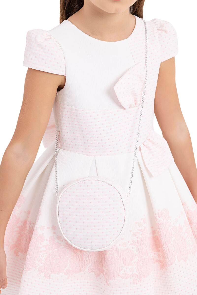 Pink Moon-sleeved Dress for Girls 4-8 AGE 33263PR - 4