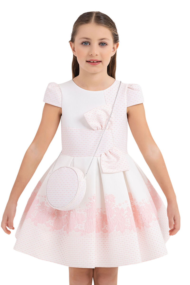 Pink Moon-sleeved Dress for Girls 4-8 AGE 33263PR - 5