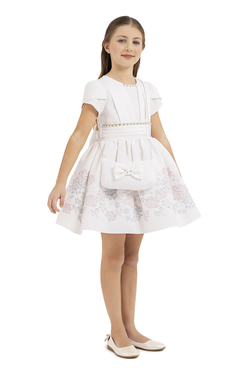 Powder Short-sleeved dress for girls 4-8 AGE 33239PR - 2
