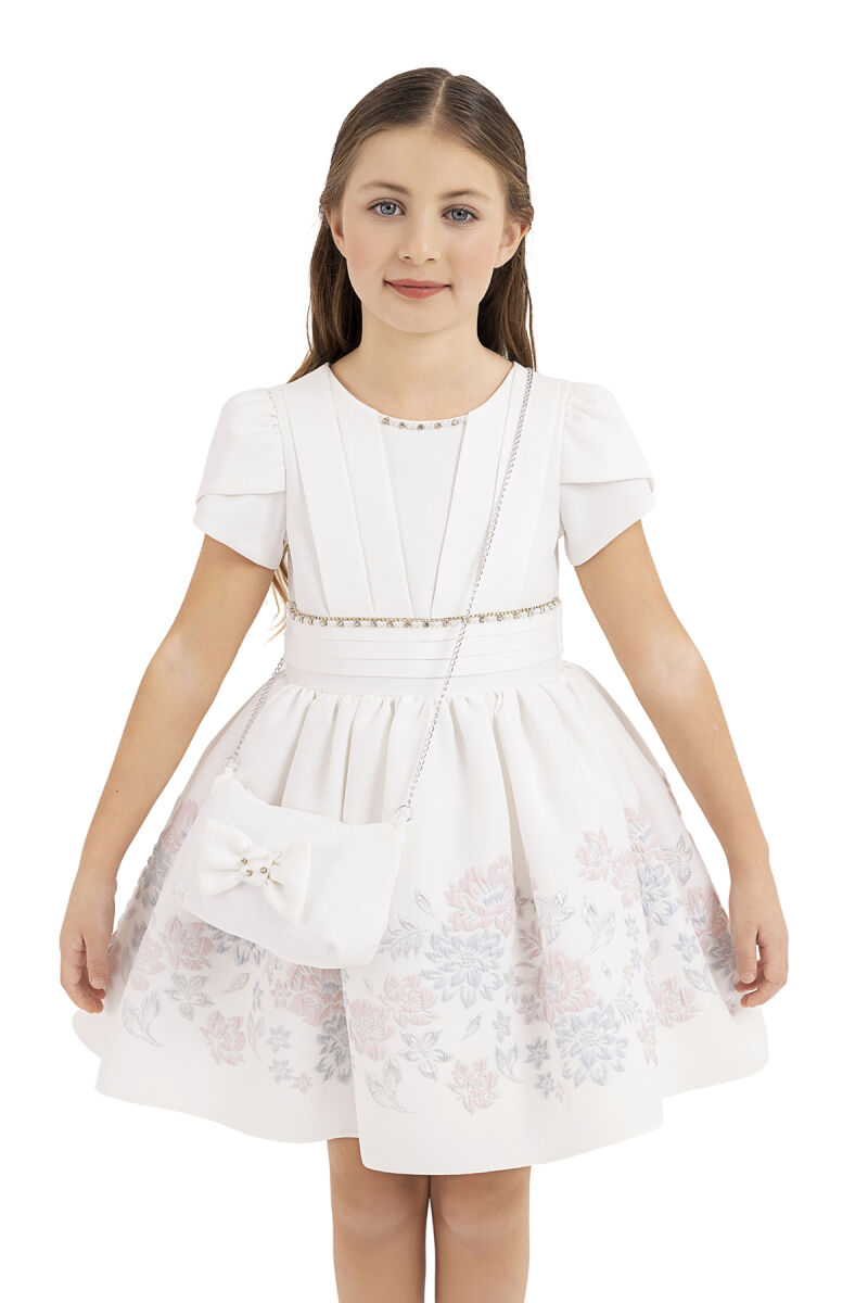 Powder Short-sleeved dress for girls 4-8 AGE 33239PR - 4