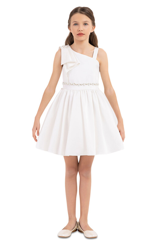 Ecru Strappy Dresses for Girls 8-12 AGE 33208PR 