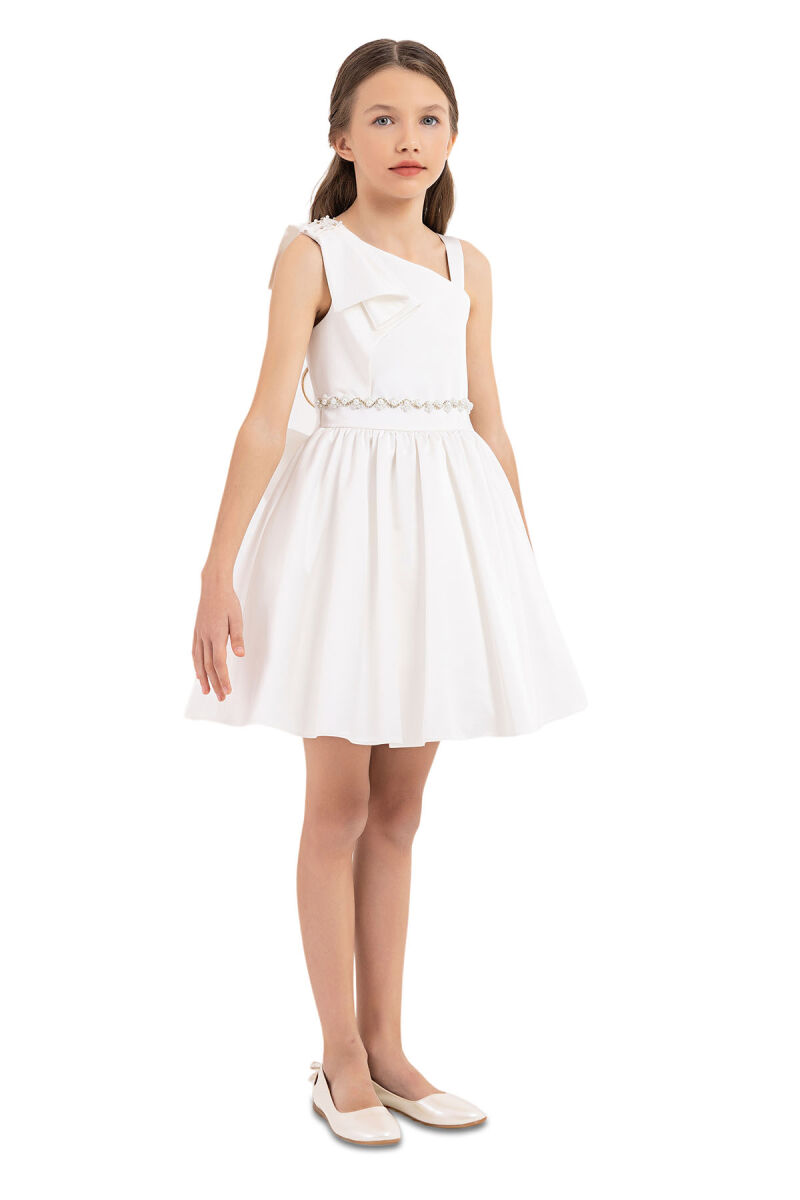 Ecru Strappy Dresses for Girls 8-12 AGE 33208PR - 2