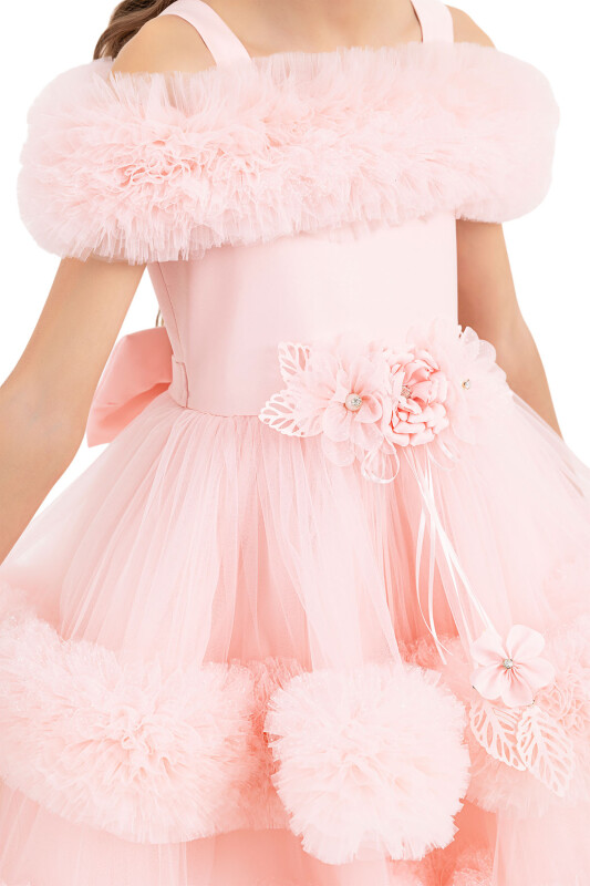 Powder Ruffled Dress for Girls 6-10 AGE 33163PR - 6