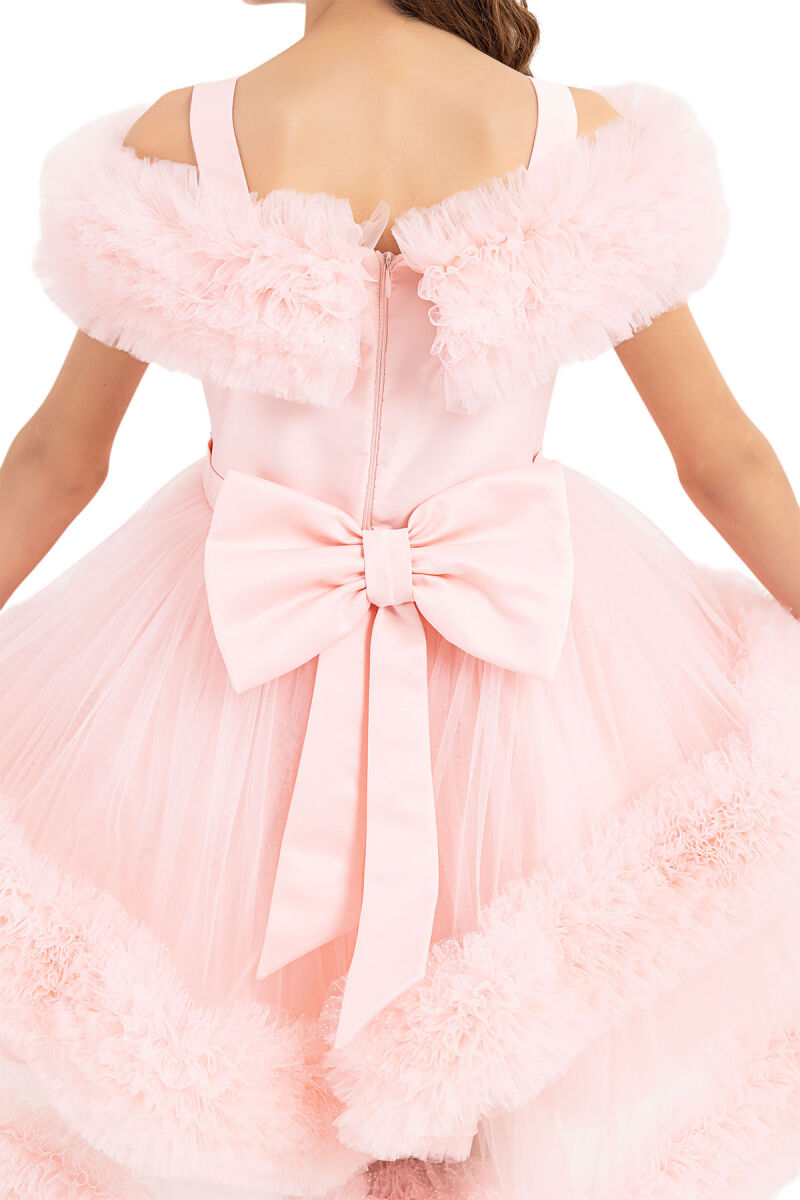 Powder Ruffled Dress for Girls 6-10 AGE 33163PR - 7
