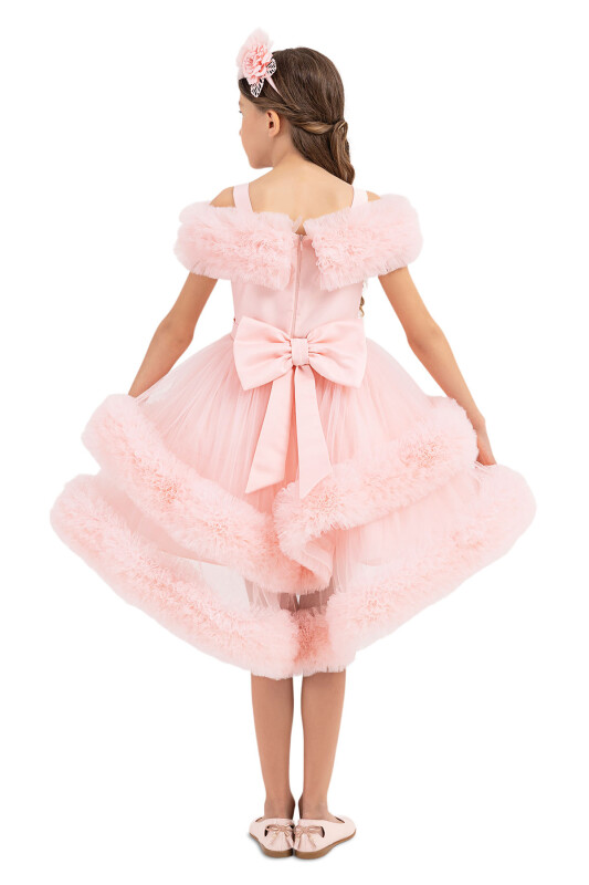 Powder Ruffled Dress for Girls 6-10 AGE 33163PR - 8