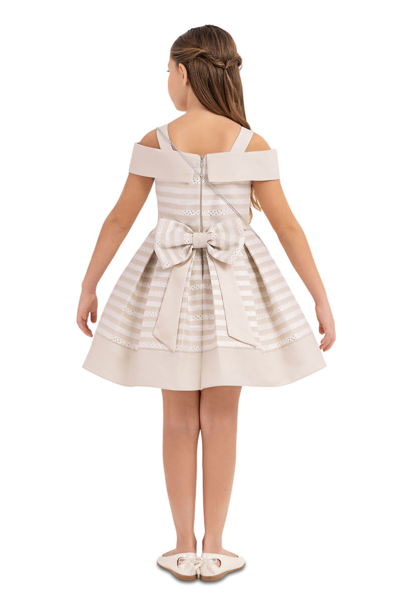 Beige Princess Collar Dress for Girls 4-8 AGE 33255PR - 7