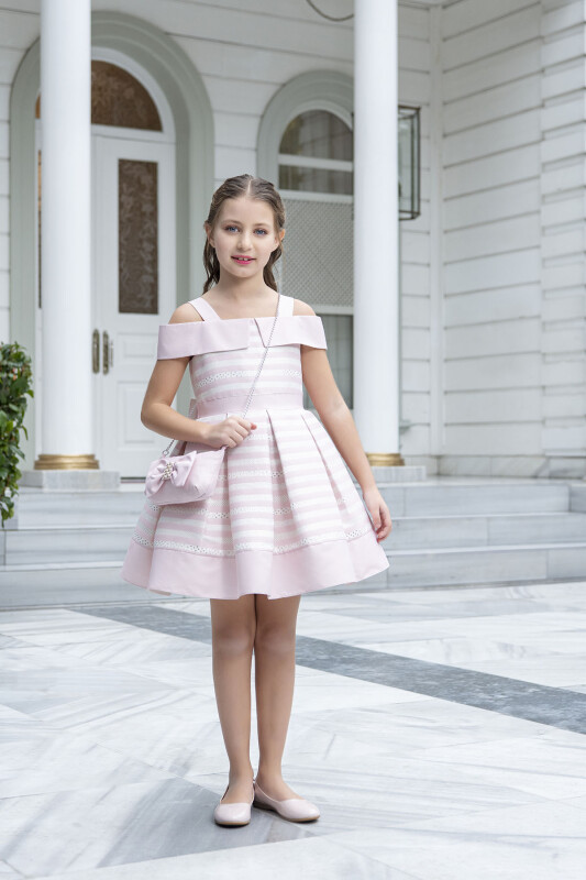Pink Princess Collar Dress for Girls 4-8 AGE 33255PR - 2