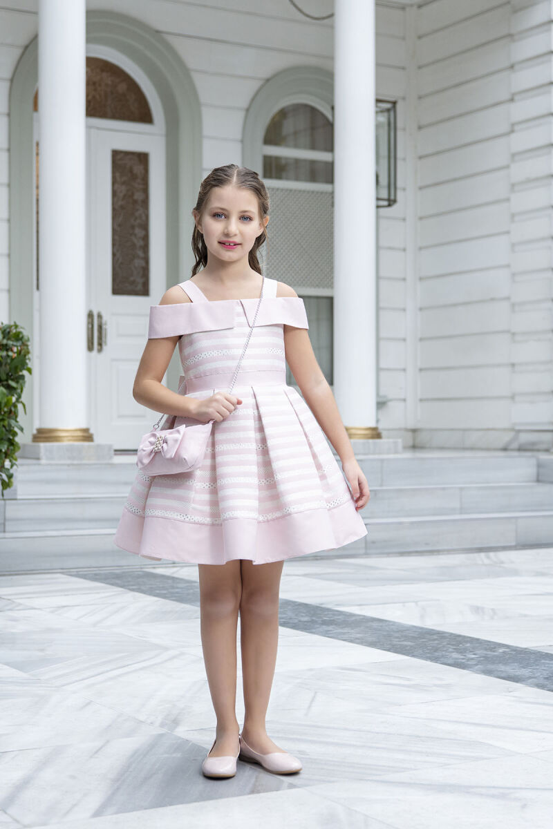 Pink Princess Collar Dress for Girls 4-8 AGE 33255PR - 2