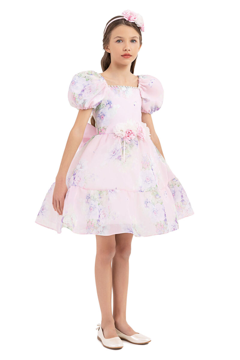 Powder Balloon-sleeved dress for girls 8-12 AGE 33292PR - 2
