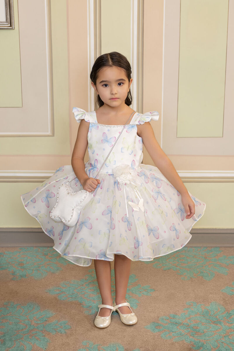 Blue Patterned dress for girls 2-6 AGE 33291PR - 1