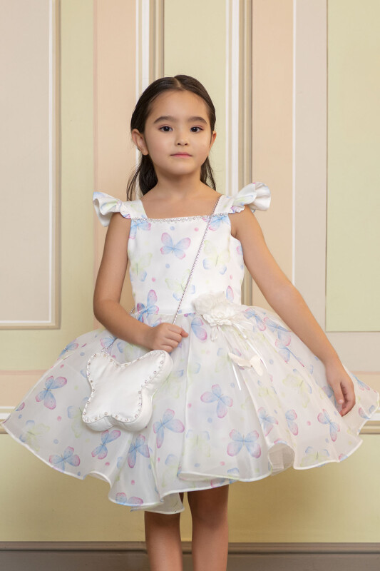 Blue Patterned dress for girls 2-6 AGE 33291PR - 3