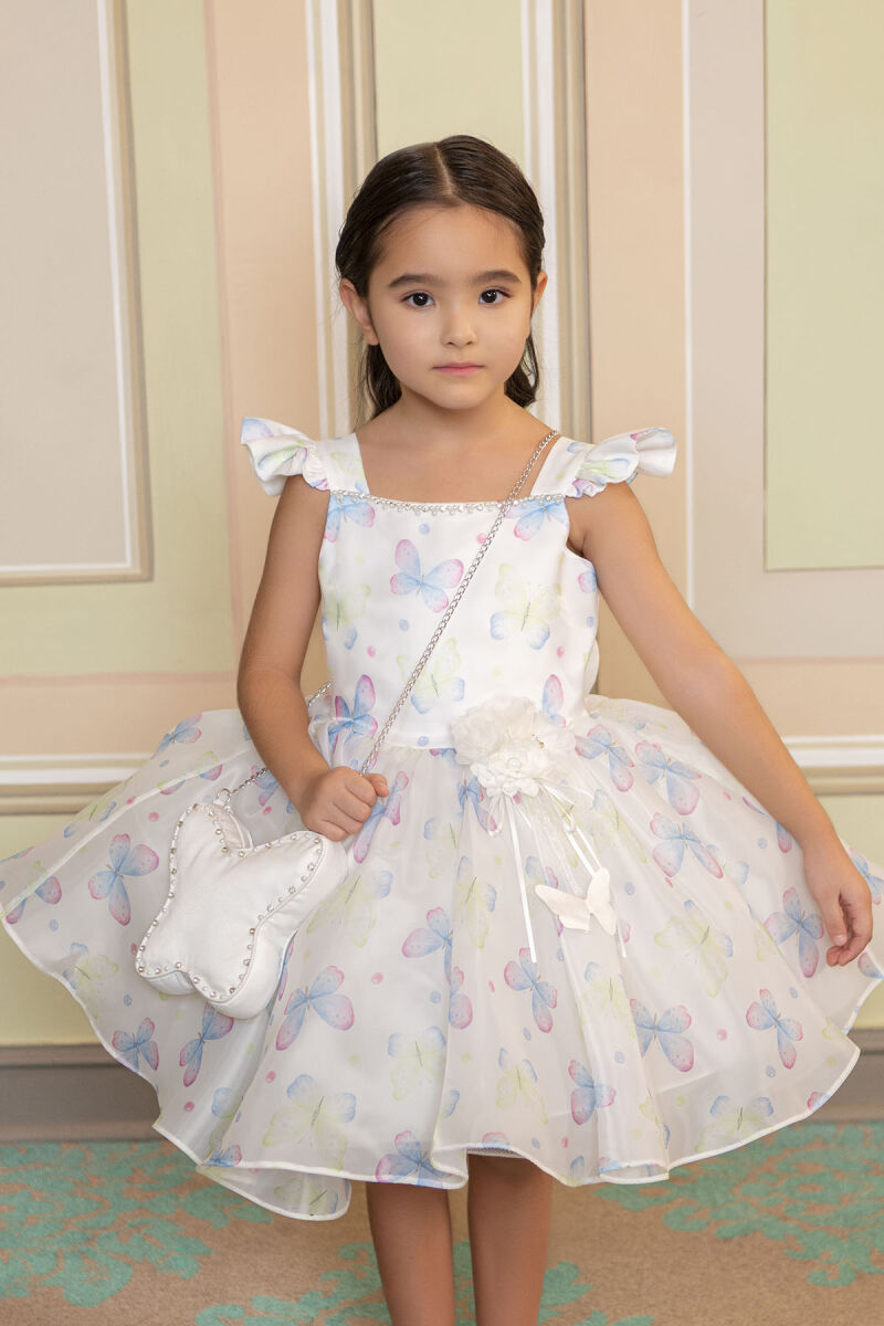 Blue Patterned dress for girls 2-6 AGE 33291PR - 4