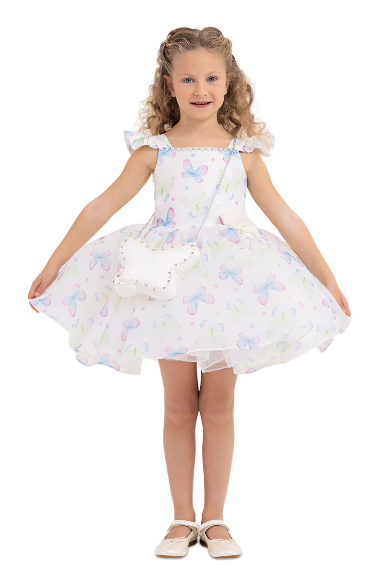 Blue Patterned dress for girls 2-6 AGE 33291PR - 5