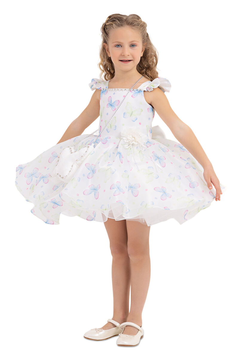 Blue Patterned dress for girls 2-6 AGE 33291PR - 6