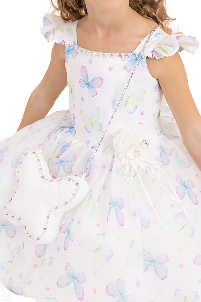Blue Patterned dress for girls 2-6 AGE 33291PR - 8