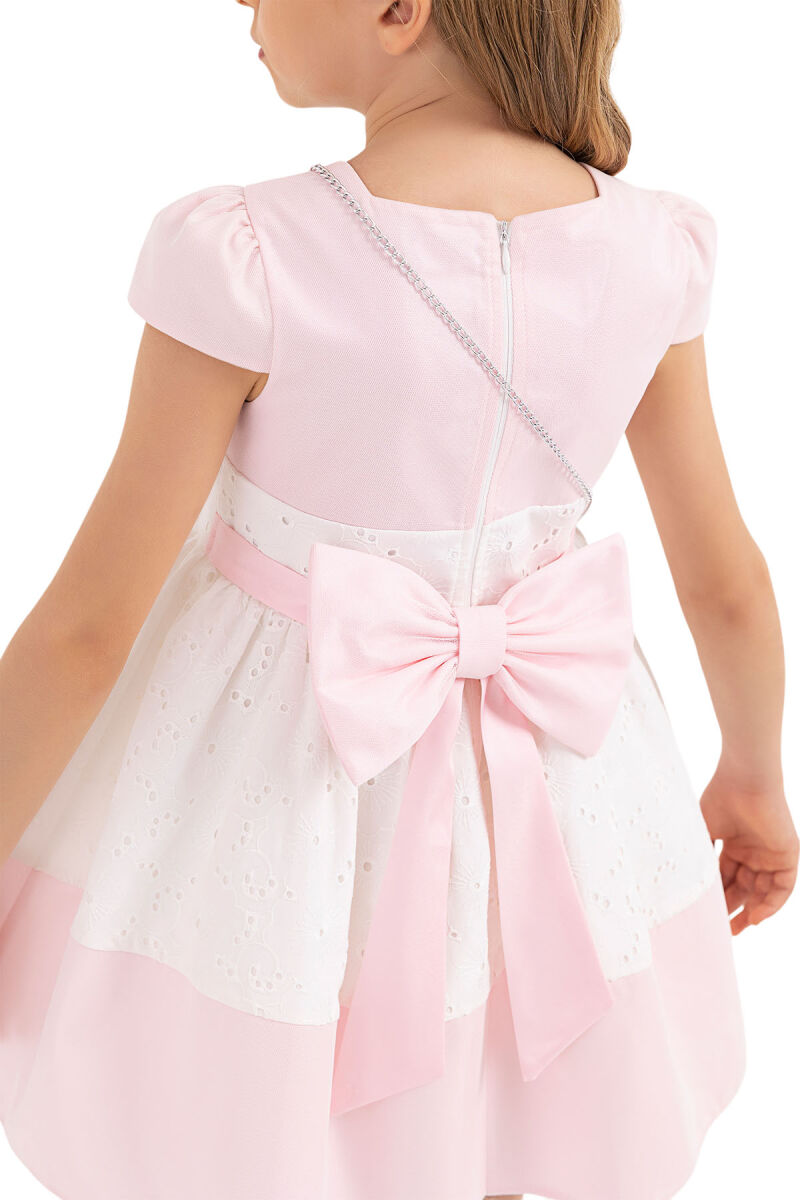 Pink Square Neck Dress for Girls 4-8 AGE 33315PR - 6