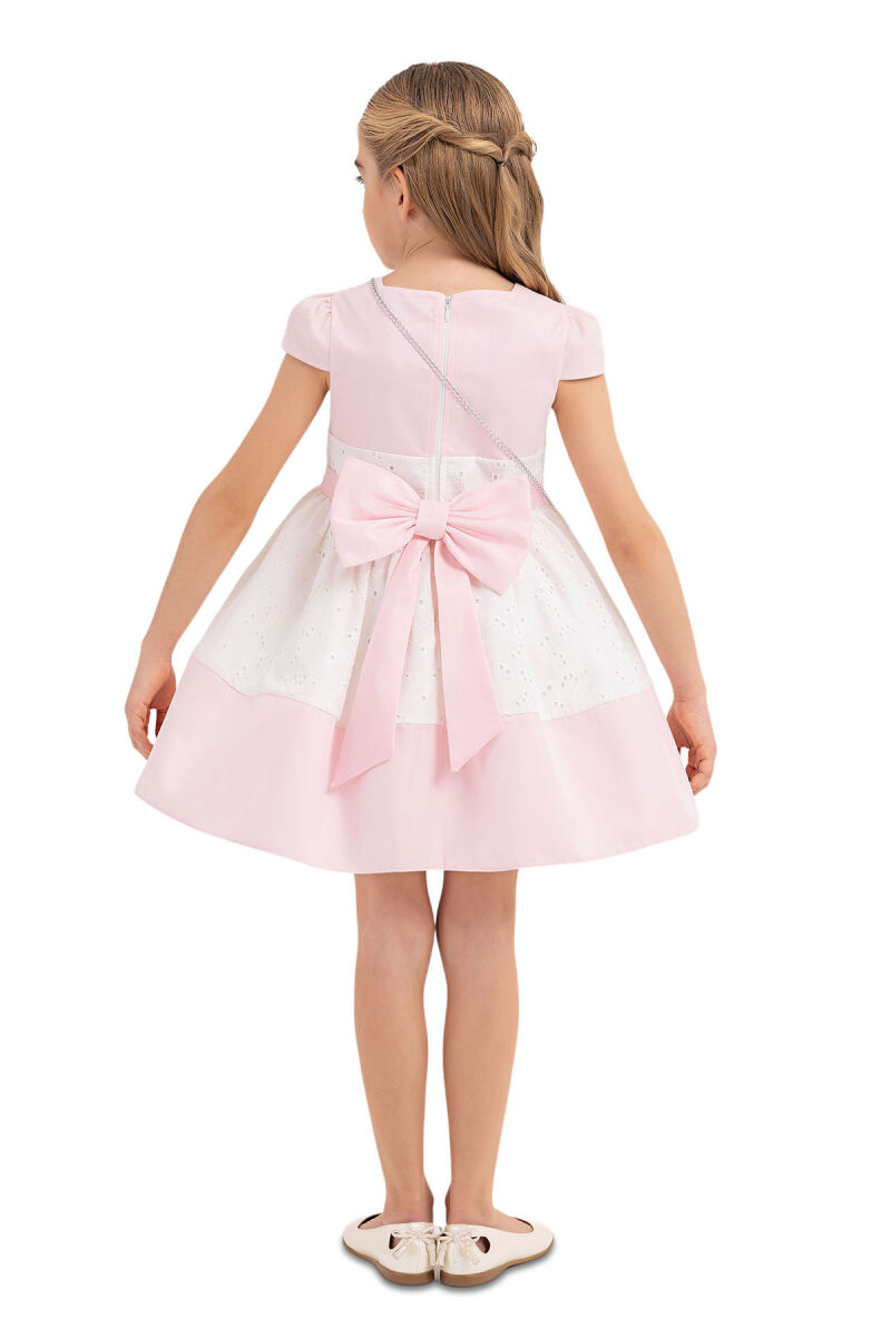 Pink Square Neck Dress for Girls 4-8 AGE 33315PR - 7