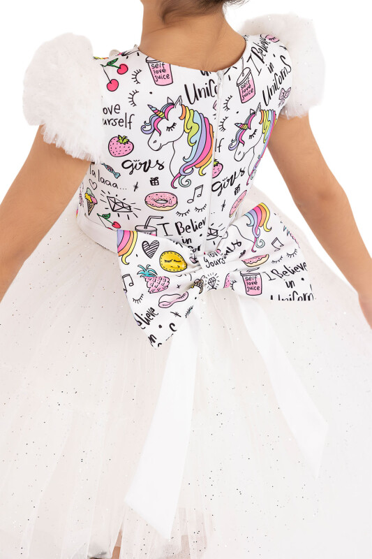 Ecru Unicorn dress for girls 2-6 AGE 33331PR - 6