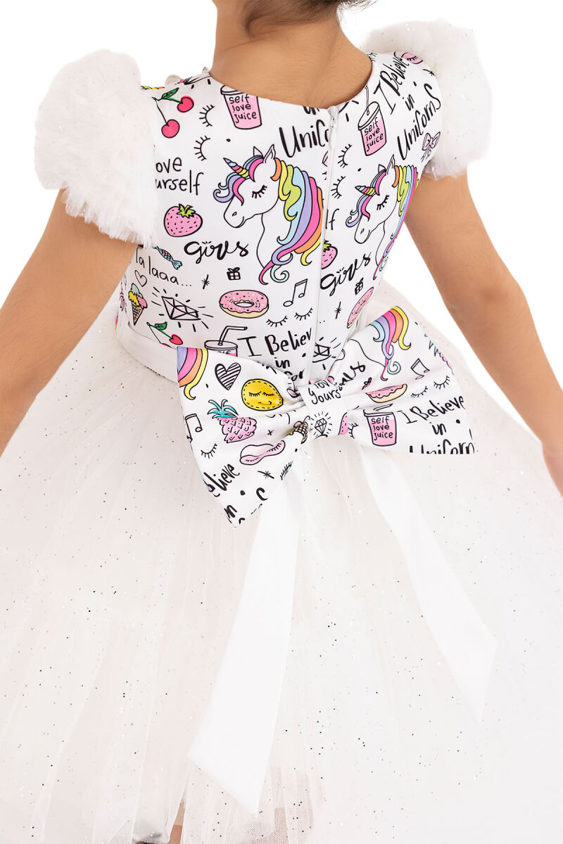 Ecru Unicorn dress for girls 2-6 AGE 33331PR - 6