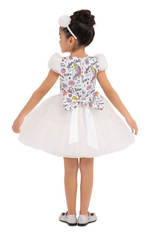 Ecru Unicorn dress for girls 2-6 AGE 33331PR - 7