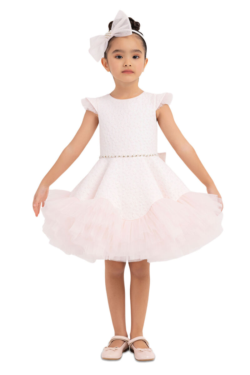 Powder Ruffled Dress for Girls 4-8 AGE 33343PR - 1