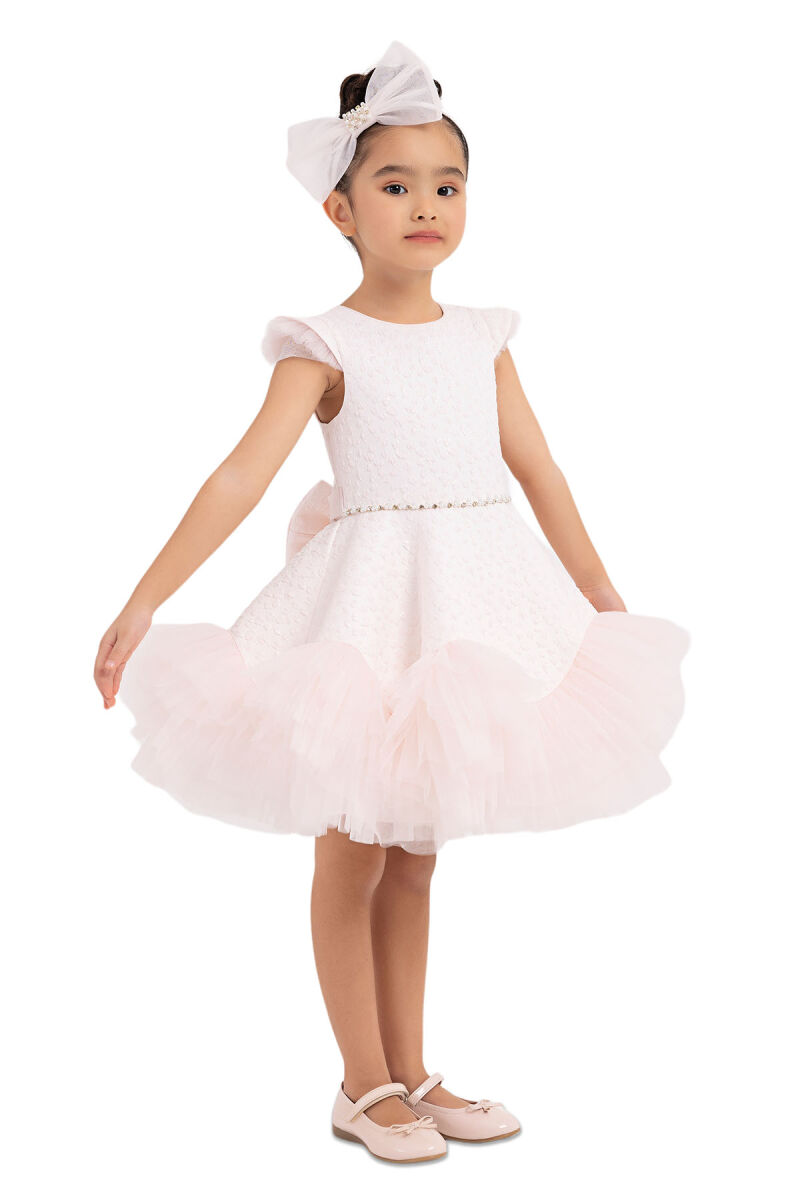 Powder Ruffled Dress for Girls 4-8 AGE 33343PR - 2