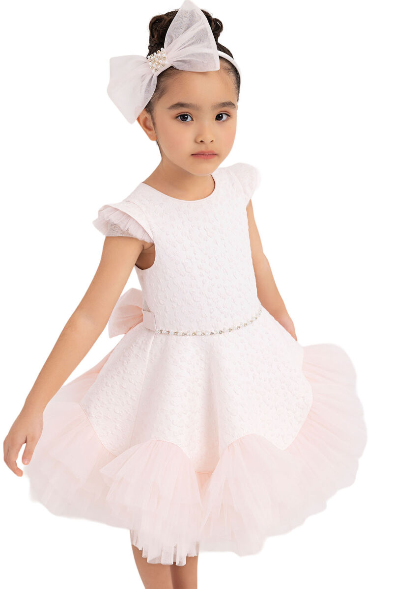 Powder Ruffled Dress for Girls 4-8 AGE 33343PR - 3