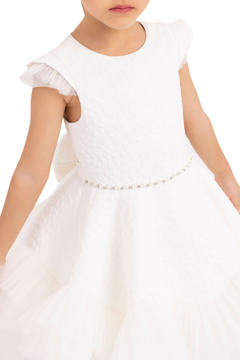 Ecru Ruffled Dress for Girls 4-8 AGE 33343PR - 3