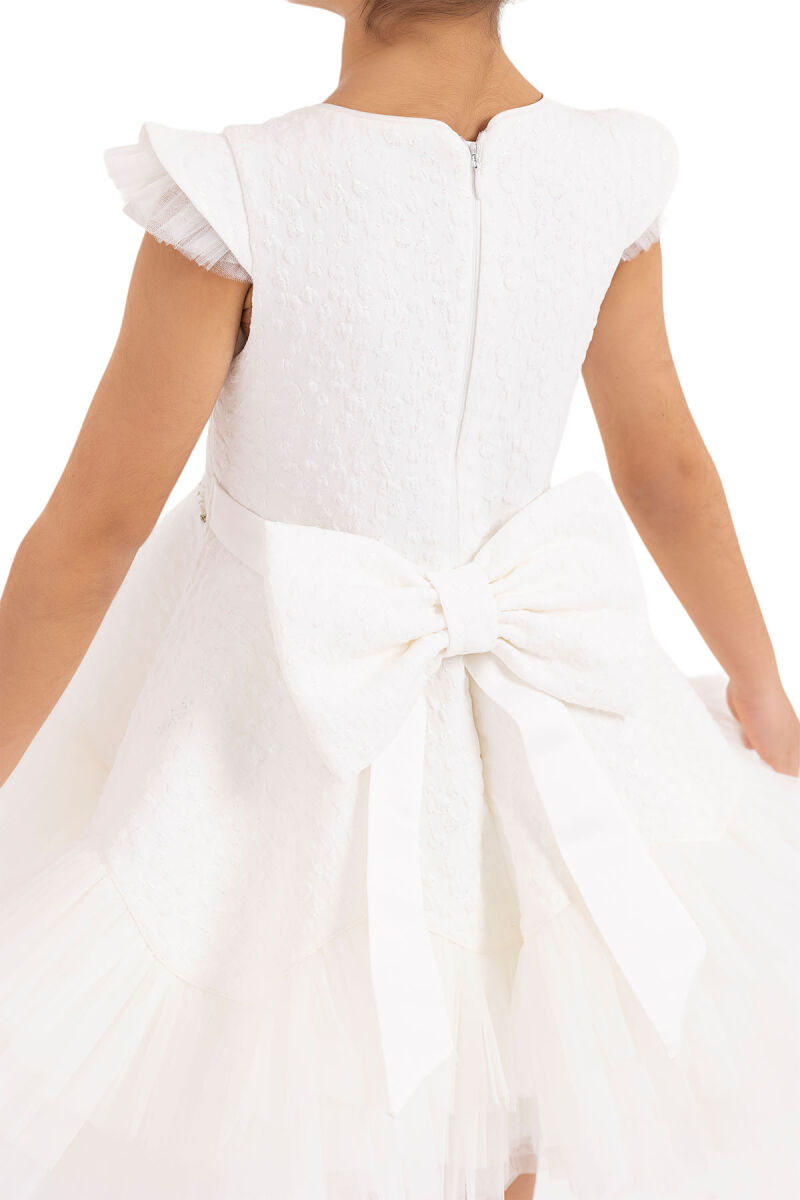 Ecru Ruffled Dress for Girls 4-8 AGE 33343PR - 6