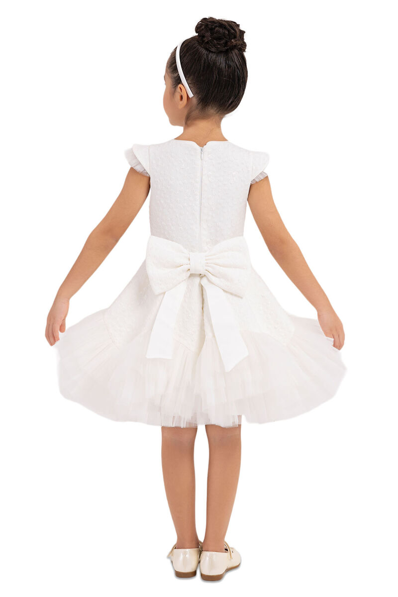 Ecru Ruffled Dress for Girls 4-8 AGE 33343PR - 7
