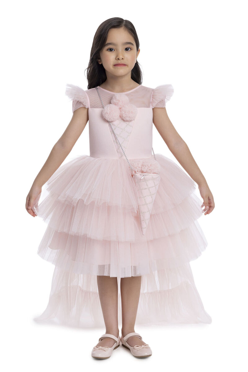 Powder Layered Skirted Girl's Dress 3-7 AGE 34022PR - 1