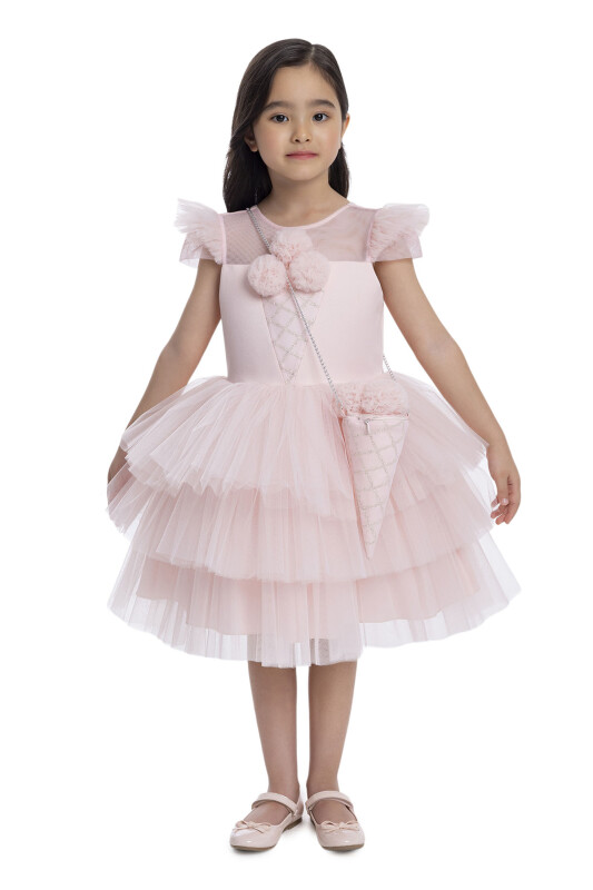 Powder Layered Skirted Girl's Dress 3-7 AGE 34022PR - 2