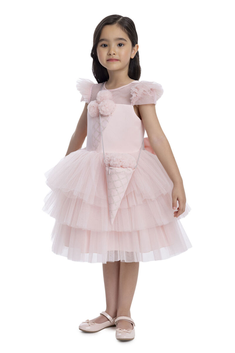 Powder Layered Skirted Girl's Dress 3-7 AGE 34022PR - 3