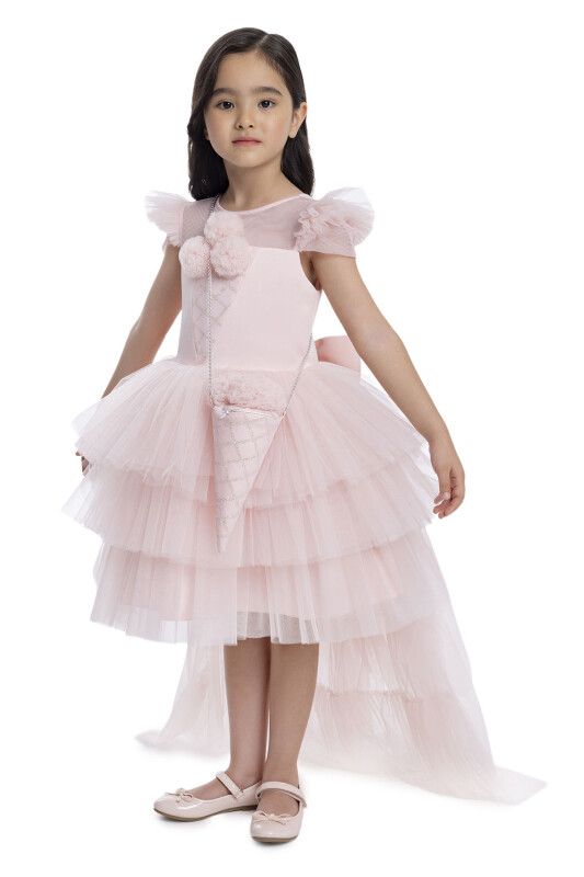 Powder Layered Skirted Girl's Dress 3-7 AGE 34022PR - 4
