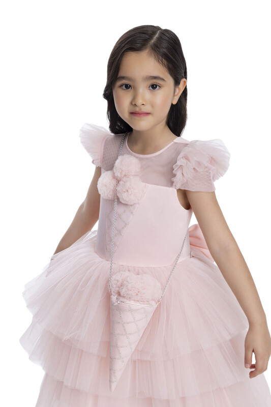 Powder Layered Skirted Girl's Dress 3-7 AGE 34022PR - 5