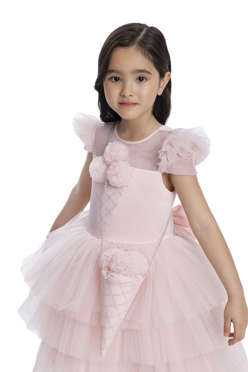 Powder Layered Skirted Girl's Dress 3-7 AGE 34022PR - 5