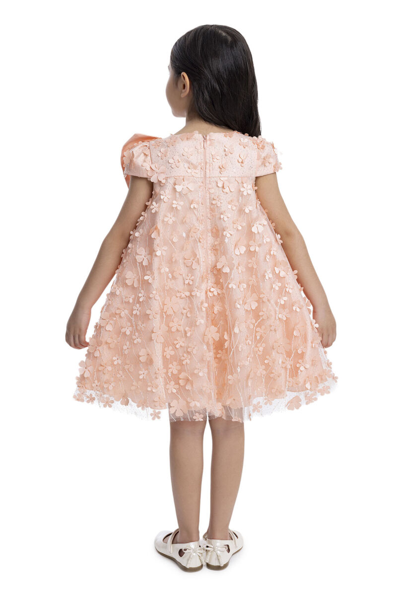 Salmon Girl's Dress with Bow 3-7 AGE 34003PR - 6