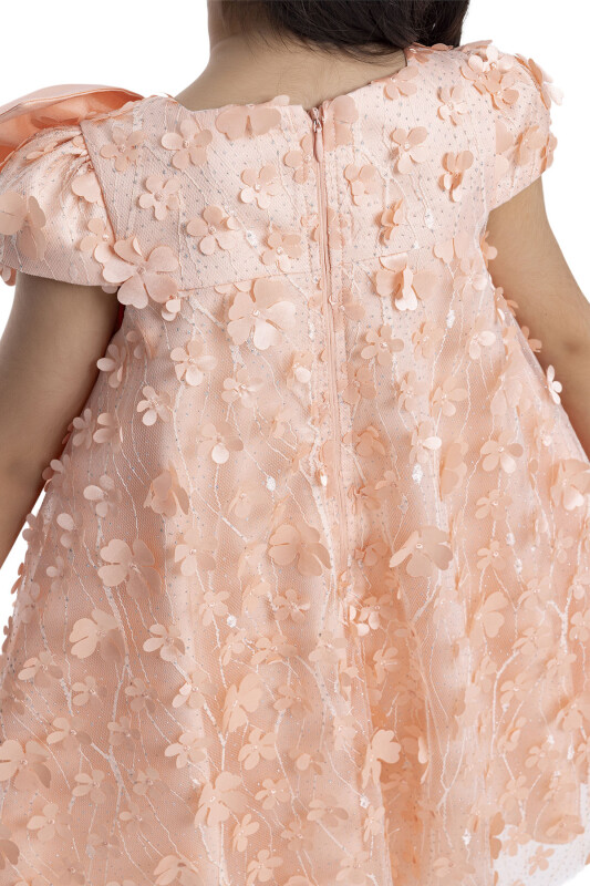 Salmon Girl's Dress with Bow 3-7 AGE 34003PR - 7