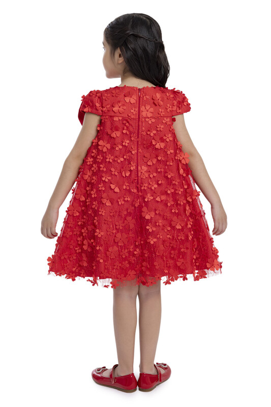 Red Girl's Dress with Bow 3-7 AGE 34003PR - 8