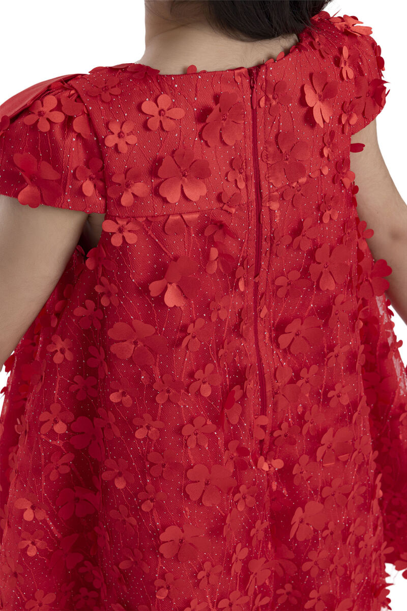Red Girl's Dress with Bow 3-7 AGE 34003PR - 9