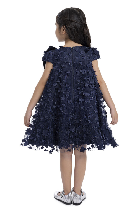Navy Girl's Dress with Bow 3-7 AGE 34003PR - 8