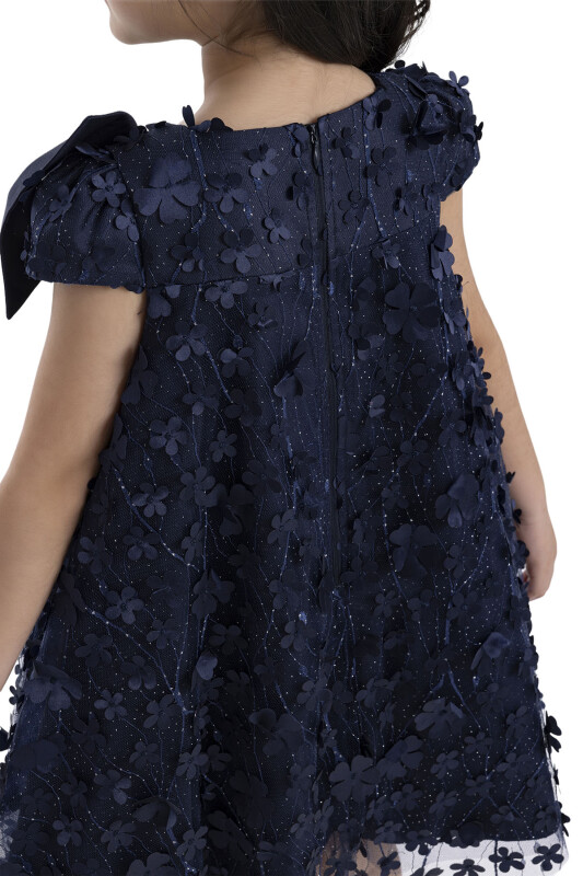 Navy Girl's Dress with Bow 3-7 AGE 34003PR - 9