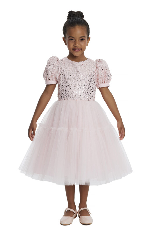 Powder Puff Sleeve Girl's Dress 3-7 AGE 34052PR 