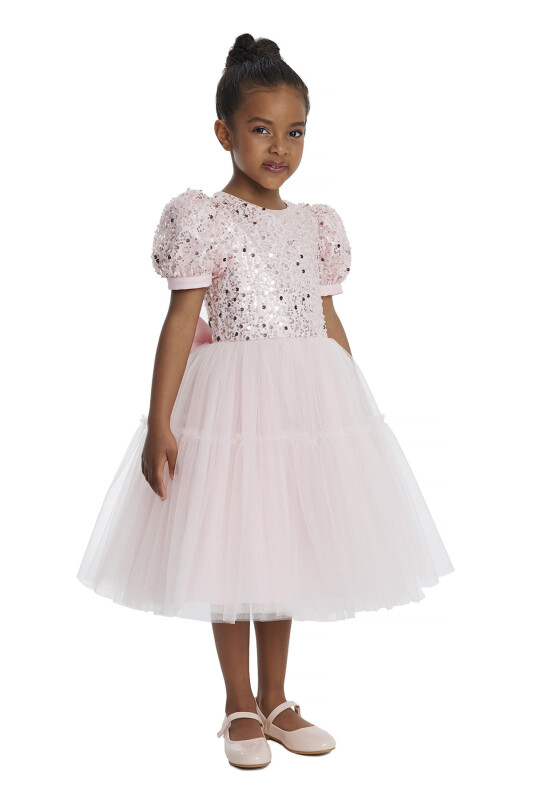 Powder Puff Sleeve Girl's Dress 3-7 AGE 34052PR - 2