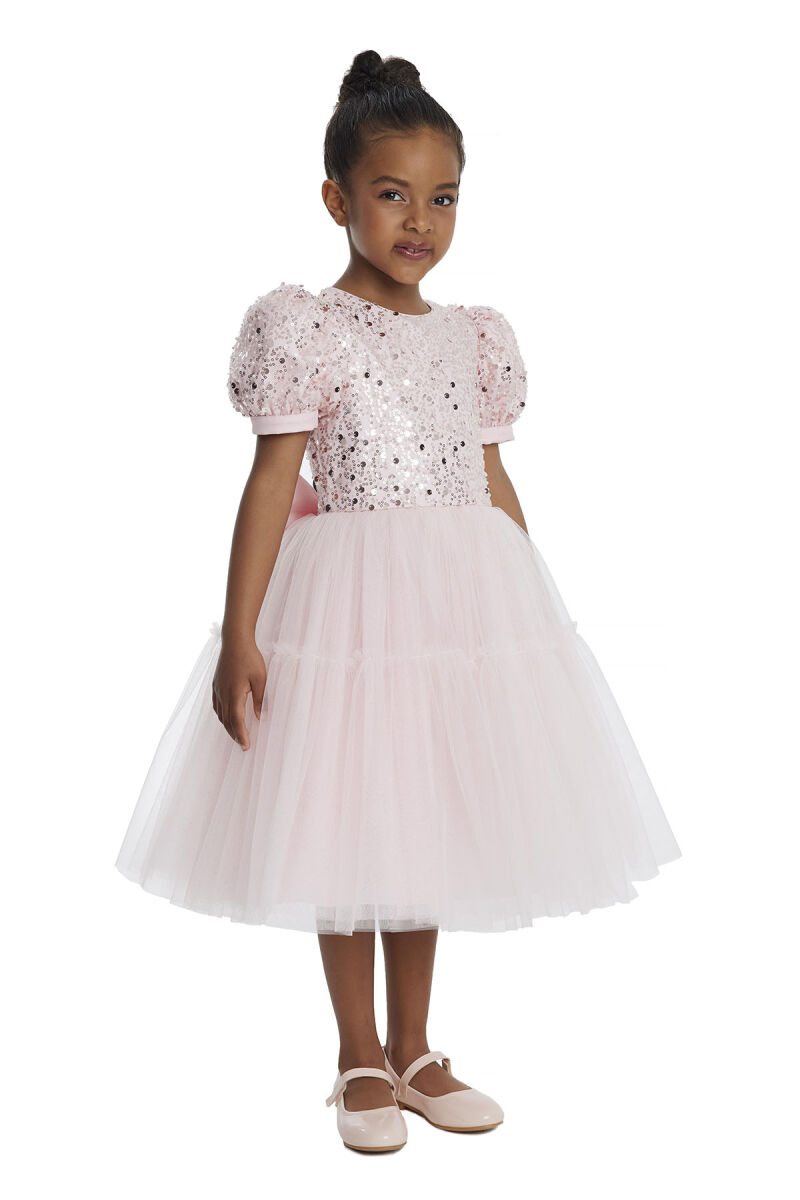 Powder Puff Sleeve Girl's Dress 3-7 AGE 34052PR - 2