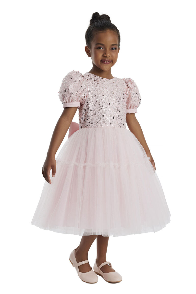Powder Puff Sleeve Girl's Dress 3-7 AGE 34052PR - 3