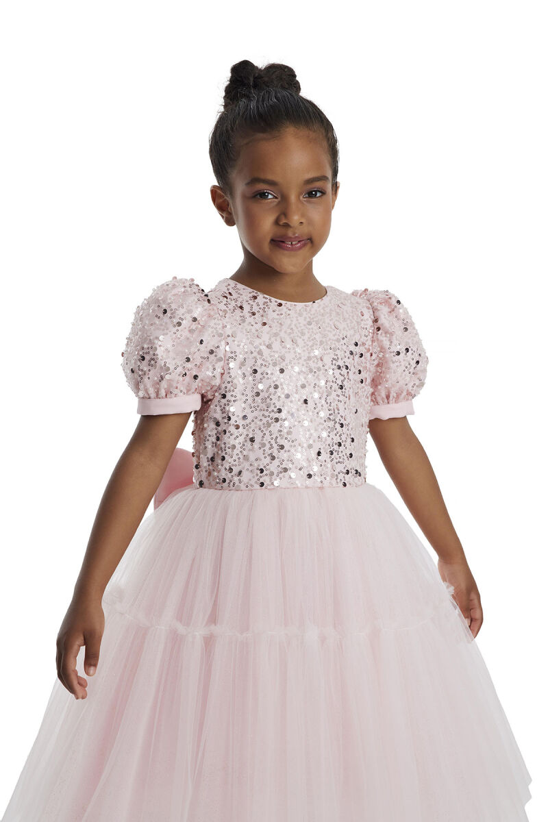 Powder Puff Sleeve Girl's Dress 3-7 AGE 34052PR - 4