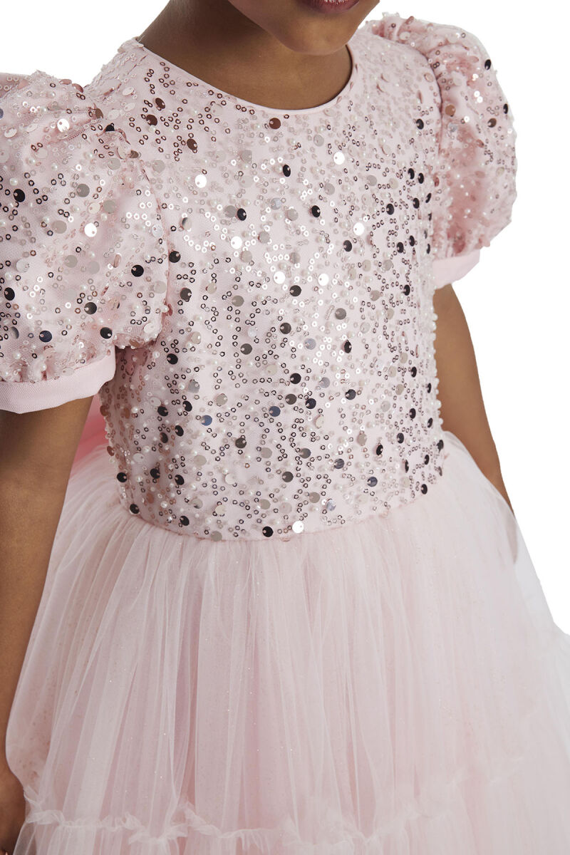 Powder Puff Sleeve Girl's Dress 3-7 AGE 34052PR - 5
