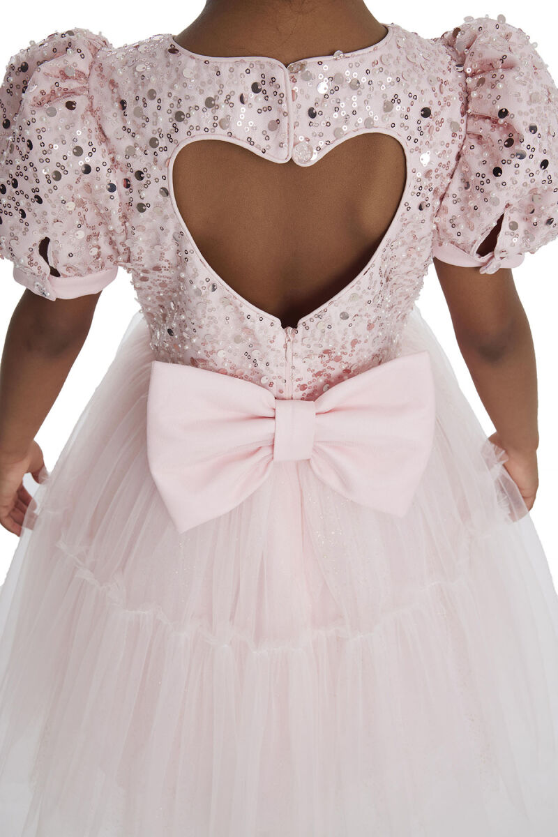 Powder Puff Sleeve Girl's Dress 3-7 AGE 34052PR - 7