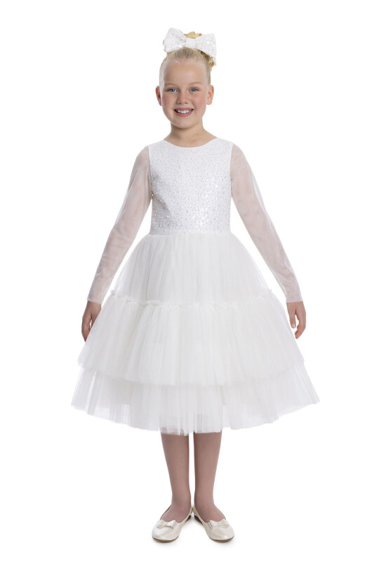 Ecru Knee-Length Girl's Dress 8-12 AGE 34040PR 